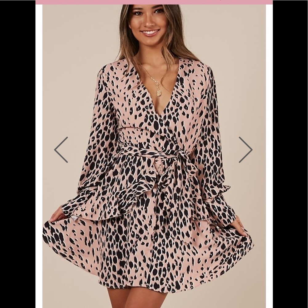 Pink long sleeve animal print dress